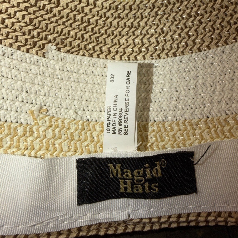 Magid Tan and White Striped Sun Hat, summer, beach, beach hat, gardening hat - Picture 7 of 7